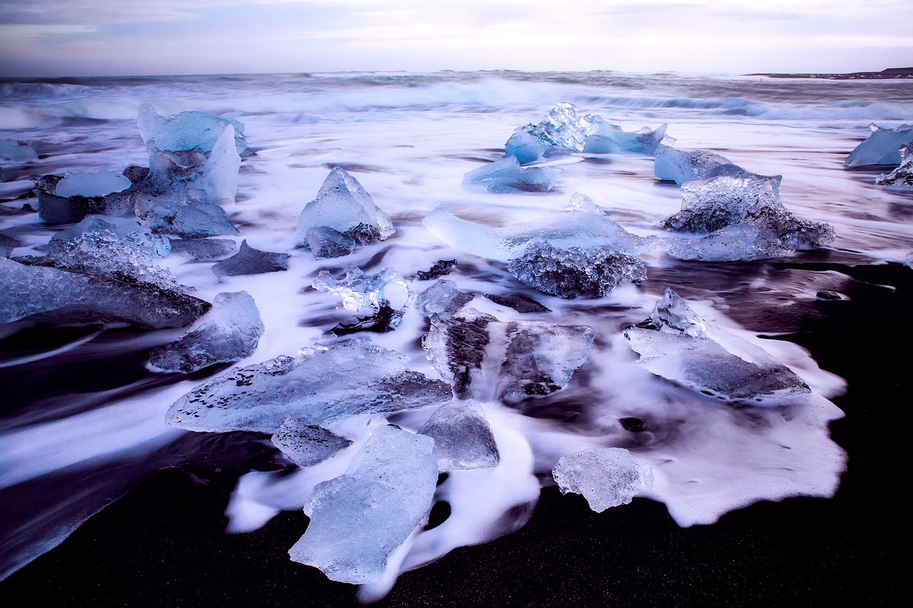 Iceland, Ledas, Sušaldyta, Jūra, Vandenynas, Vanduo, Putos, Šaltas, Pajūris, Papludimys