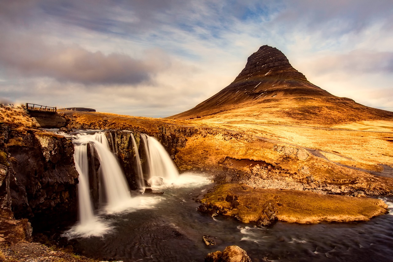 Iceland, Kirkjufell, Kraštovaizdis, Kalnai, Krioklys, Saulėlydis, Dusk, Vaizdingas, Gamta, Lauke