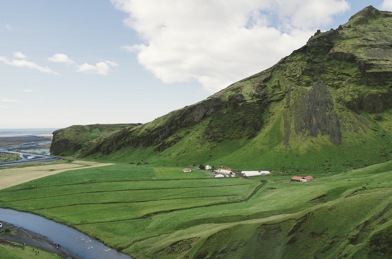 Iceland, Žalias, Žolė, Laukai, Slėniai, Šalis, Ūkis, Gamta, Kalnai, Vanduo