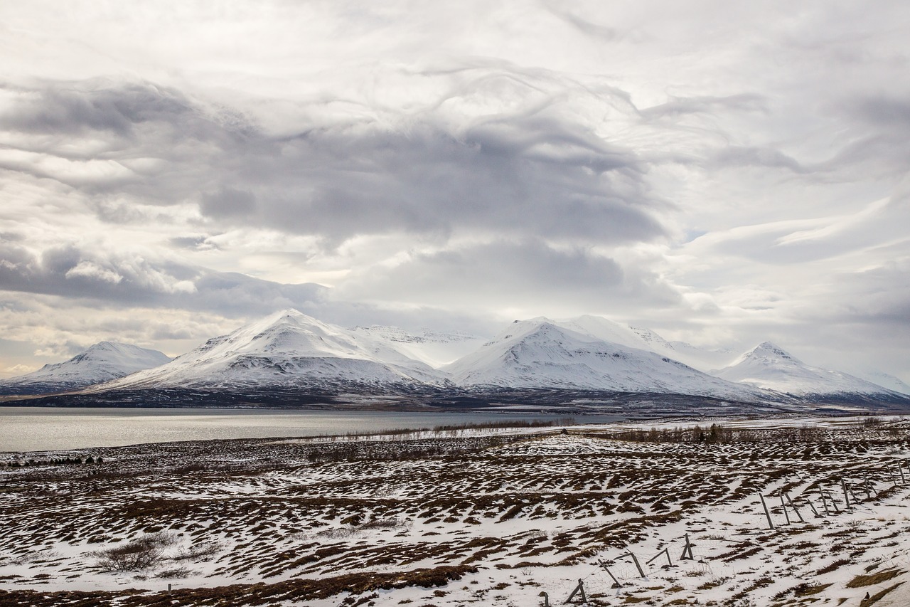 Iceland, Sniegas, Debesys, Gamta, Šaltas, Sniego Kraštovaizdis, Ledas, Kalnai, Žiema, Dangus
