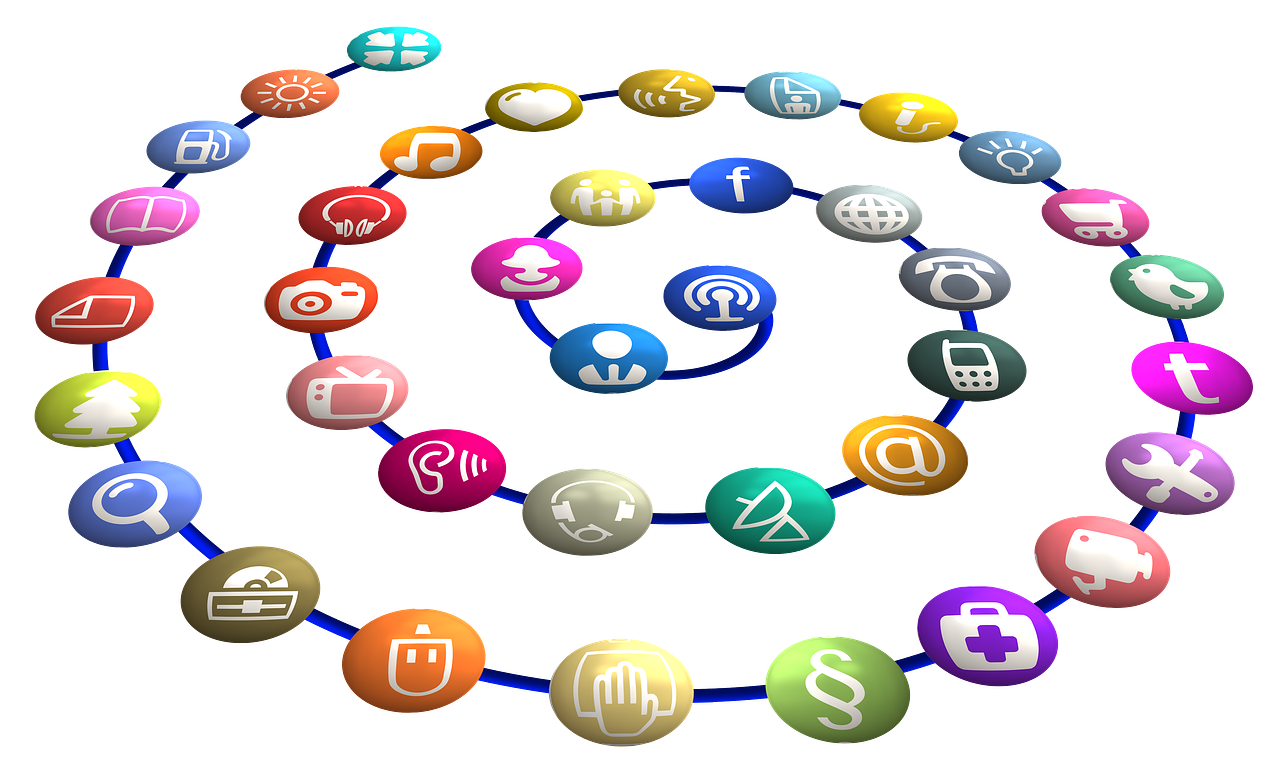 Piktogramos, Mygtukai, Logotipai, Struktūra, Spiralė, Tinklai, Internetas, Tinklas, Socialinis, Socialinis Tinklas