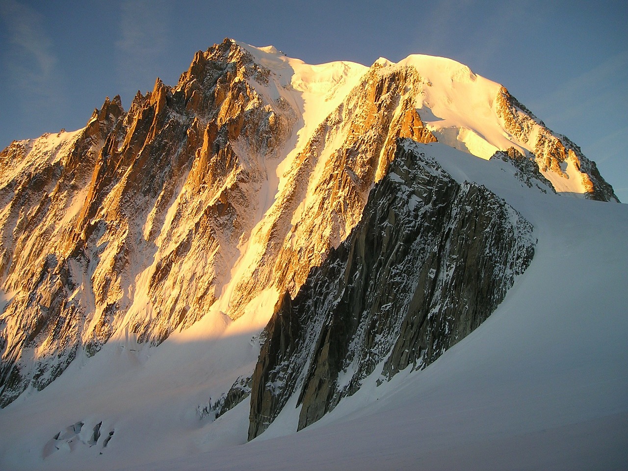 Ledinis Kanalas, Chamonix, Mont Blanc Du Tacul, Alpių, Sniegas, Kalnai, Aukšti Kalnai, Eiscouloirs, Saulėtekis, Šiaurinė Siena