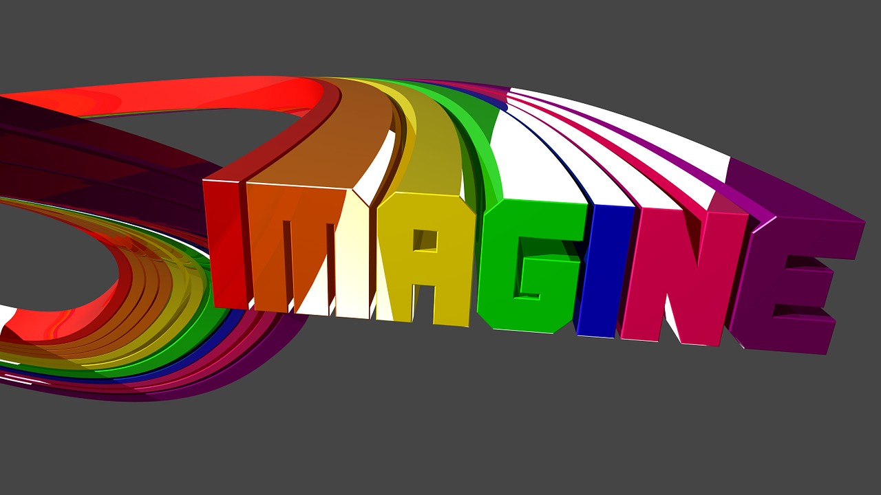 Įsivaizduok, Tekstas, Logotipas, Vaivorykštė, Spalvinga, Fonas, Saunus, Grafika, Pranešimas, Dizainas