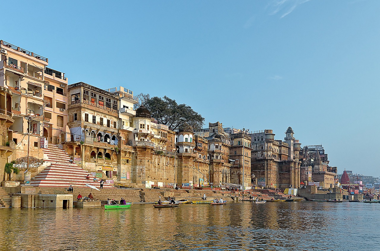 Indija, Varanasi, Ghat, Architektūra, Vandenys, Kelionė, Miestas, Senas, Fasadas, Nemokamos Nuotraukos