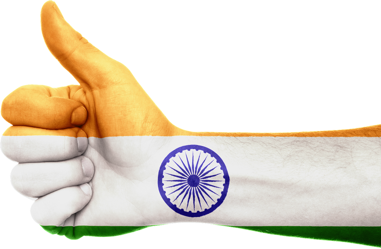 Indija, Vėliava, Ranka, Asian, Nacionalinis, Patriotinis, Patriotizmas, Nykščiai Aukštyn, Pirštai, Nemokamos Nuotraukos