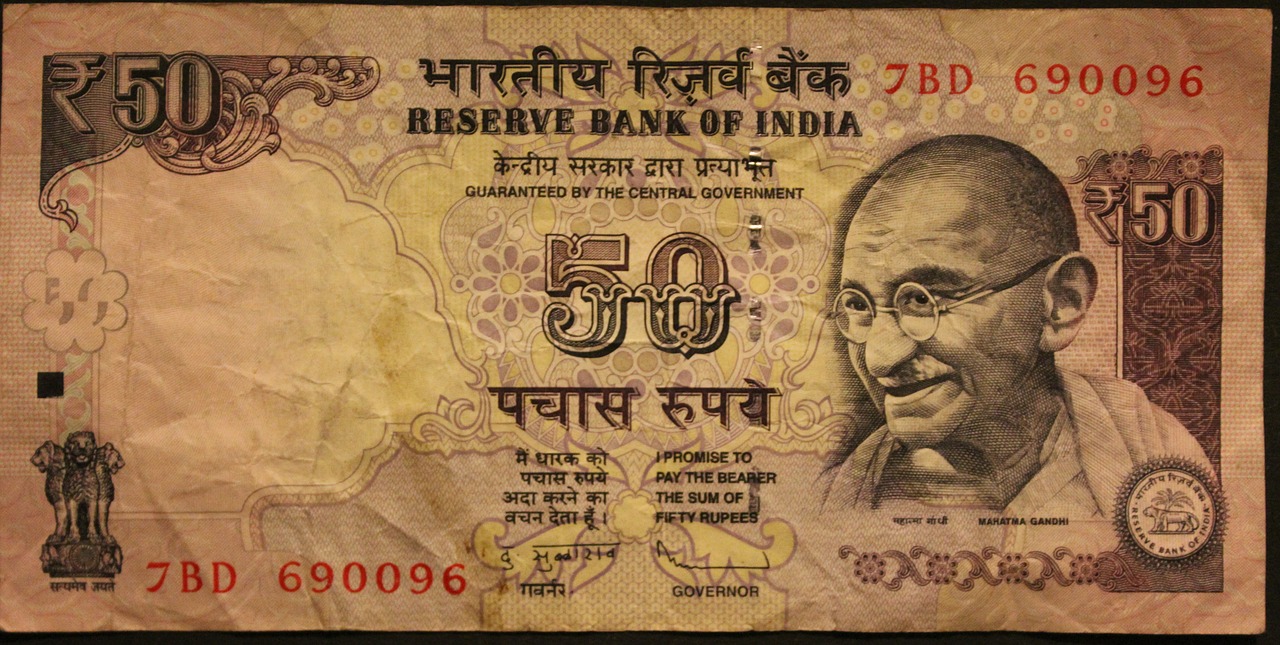 Indijos Rupija, Rupijos, Mahatma Gandhi, Sąskaitos, Dolerio Kupiūra, Sumokėti, Popieriniai Pinigai, Valiuta, Pinigai, Pinigai Indija