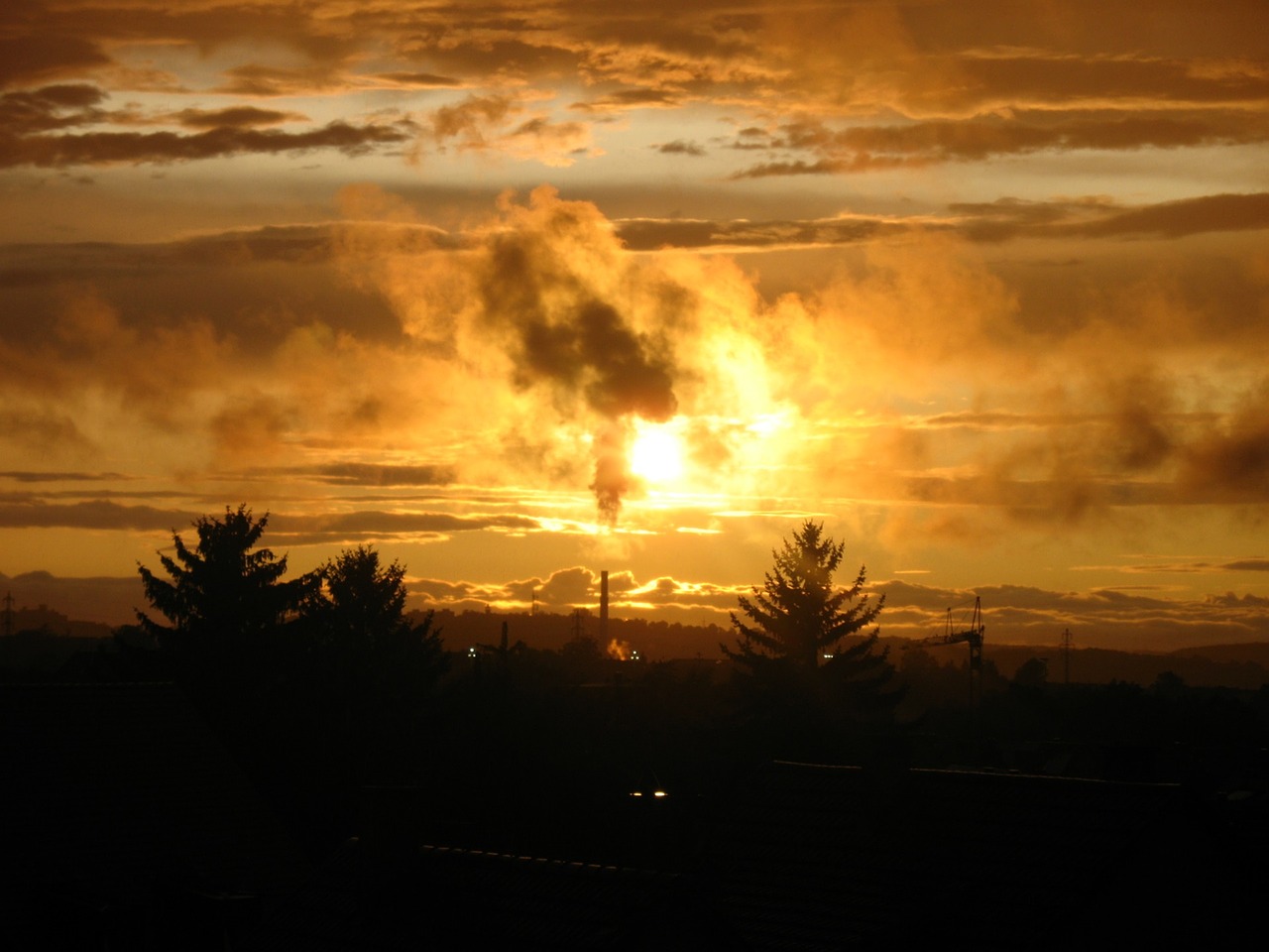 Industrija, Dūmai, Tarša, Atmosfera, Smogas, Saulėlydis, Twilight, Abendstimmung, Vakarinis Dangus, Nemokamos Nuotraukos