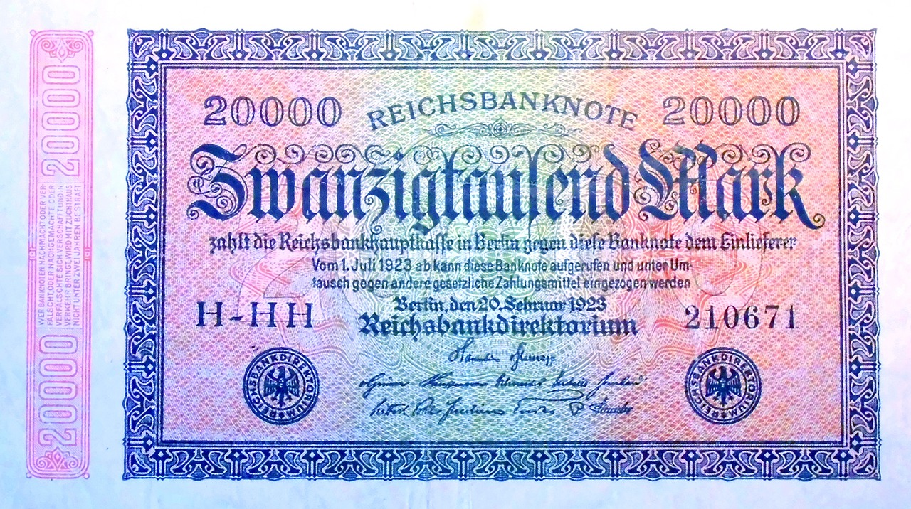 Infliacija, Pinigai, 1923, Imperijos Banknotas, Weimaro Respublika, Vokietija, Karo Sukeltas, Skurdas, Badas, Ekonomika
