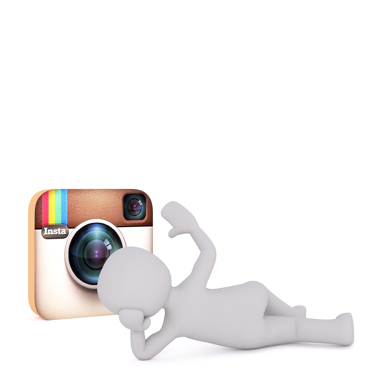 Instagram, Baltas Vyriškas, 3D Modelis, Izoliuotas, 3D, Modelis, Viso Kūno, Balta, 3D Vyras, App