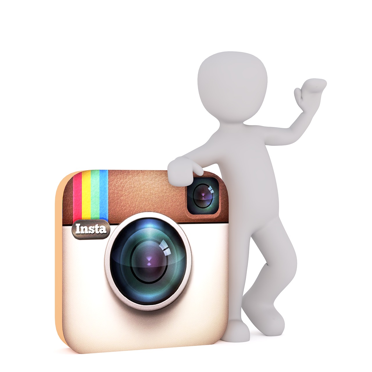 Instagram, Baltas Vyriškas, 3D Modelis, Izoliuotas, 3D, Modelis, Viso Kūno, Balta, 3D Vyras, App