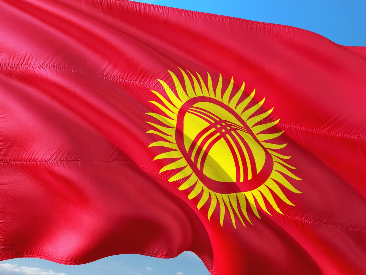 Tarptautinis, Vėliava, Kirgizija, Centrine Azija, Vidinė Būklė, Nemokamos Nuotraukos,  Nemokama Licenzija