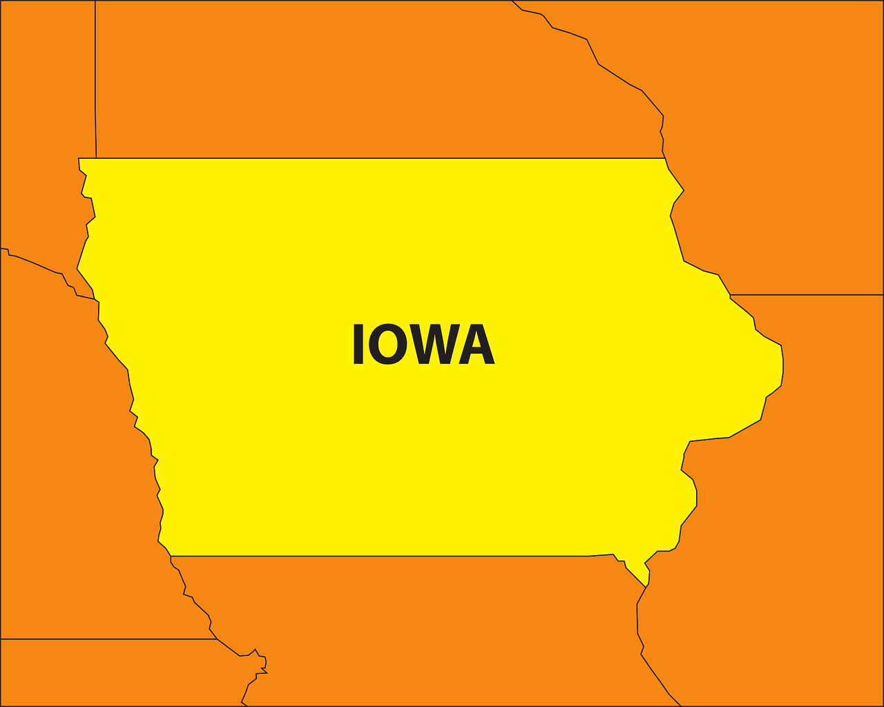 Iowa, Valstybė, Žemėlapis, Geografija, Usa, Jungtinės Valstijos, Mus, Kartografija, Sienos, Sienos