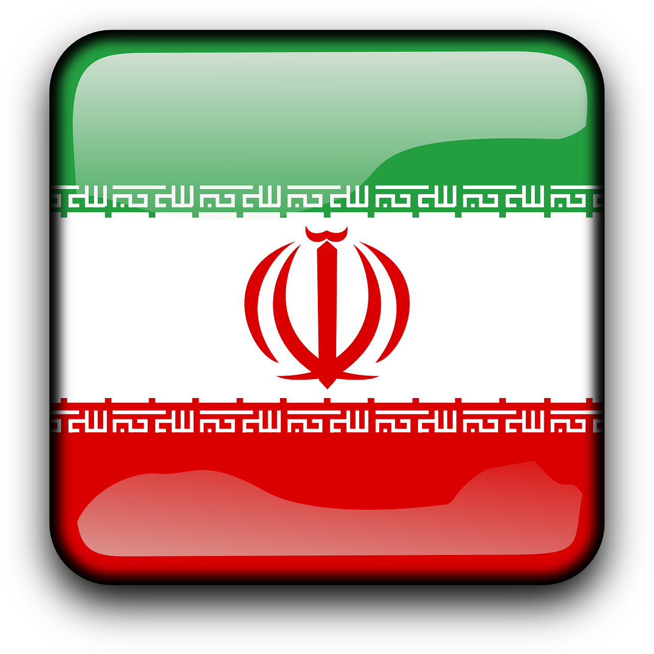 Iranas, Vėliava, Irano Islamo Respublika, Šalis, Tautybė, Kvadratas, Mygtukas, Blizgus, Nemokama Vektorinė Grafika, Nemokamos Nuotraukos
