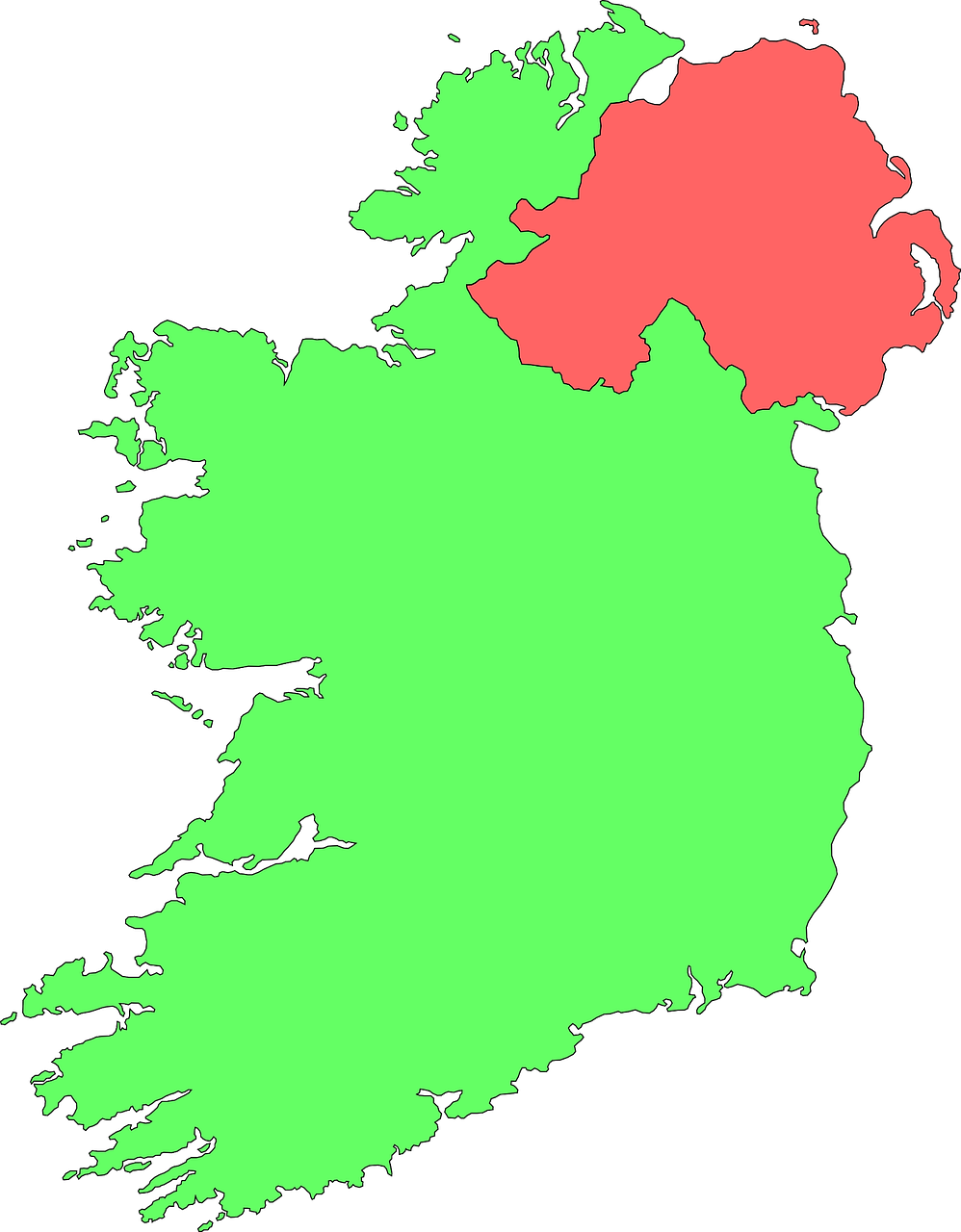 Airija, Šalis, Žalias, Žemėlapis, Šiaurės Airija, Raudona, Savivaldos, Provincija, Jungtinė Karalystė, Žemėlapiai