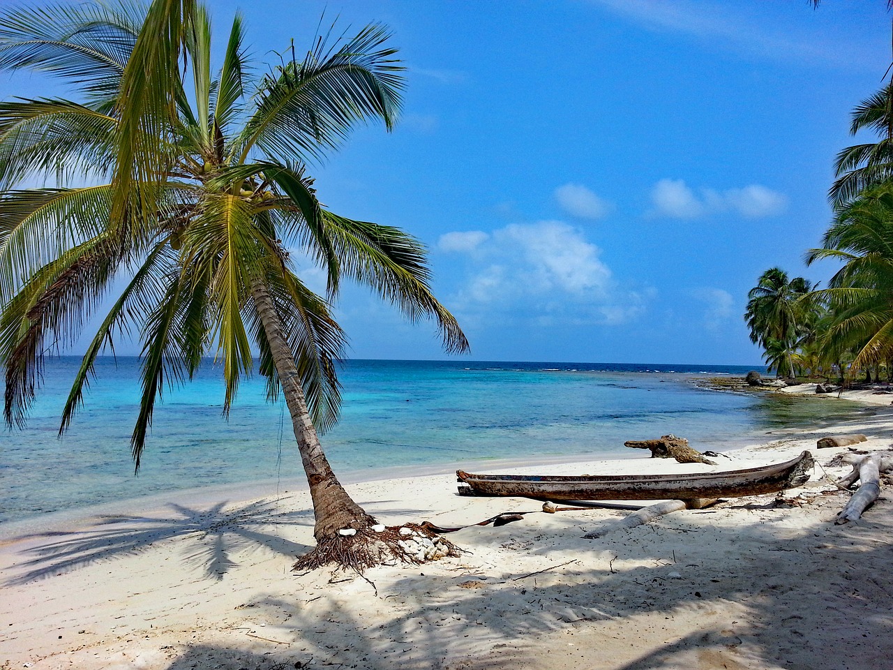 Isla Diablo, San Blas, Panama, Guna Yala, Karibai, Sala, Palmės, Jūra, Papludimys, Švarus