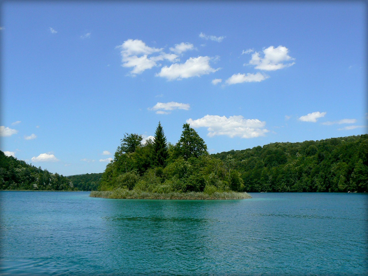 Sala, Medžiai, Ežeras, Vanduo, Jūra, Miškas, Miškai, Rojus, Idiliškas, Gamta