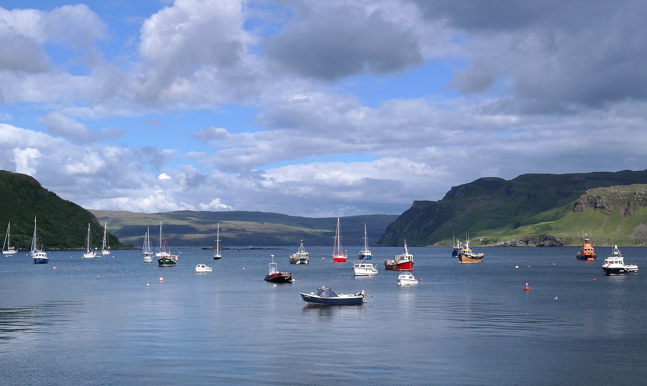 Isle Of Skye, Škotija, Abu, Dangus, Debesys, Vanduo, Jūra, Beviltiška, Dreifuojantis, Kalnai