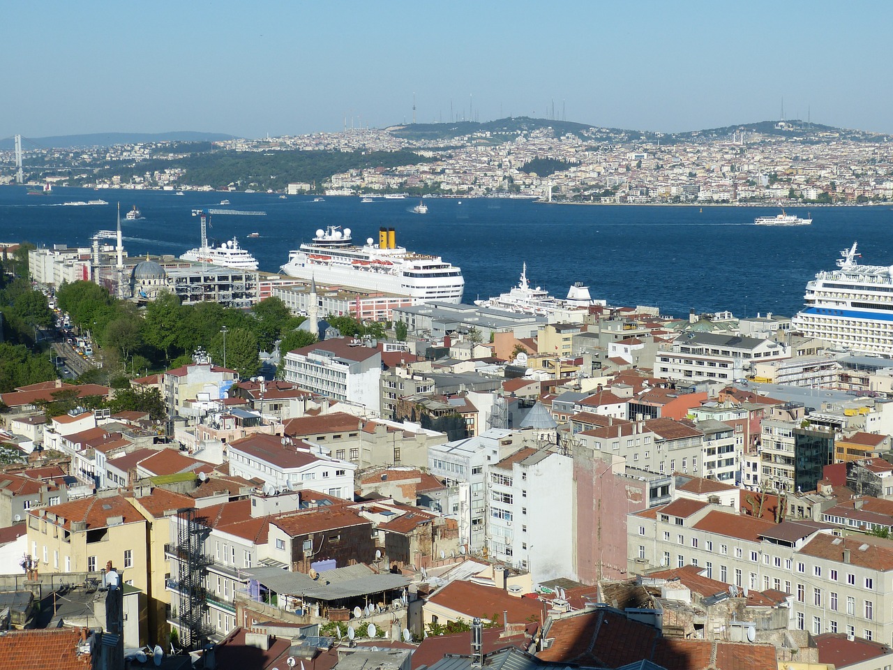 Istanbulas, Turkija, Fosforas, Orientuotis, Mečetė, Perspektyva, Vaizdas, Galata Bokštas, Galata, Asija