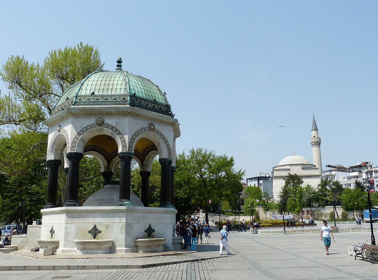 Istanbulas, Turkija, Istoriškai, Erdvė, Hippodromplatz, Parkas, Fontanas, Vokiškas Fontanas, Mečetė, Ramstis