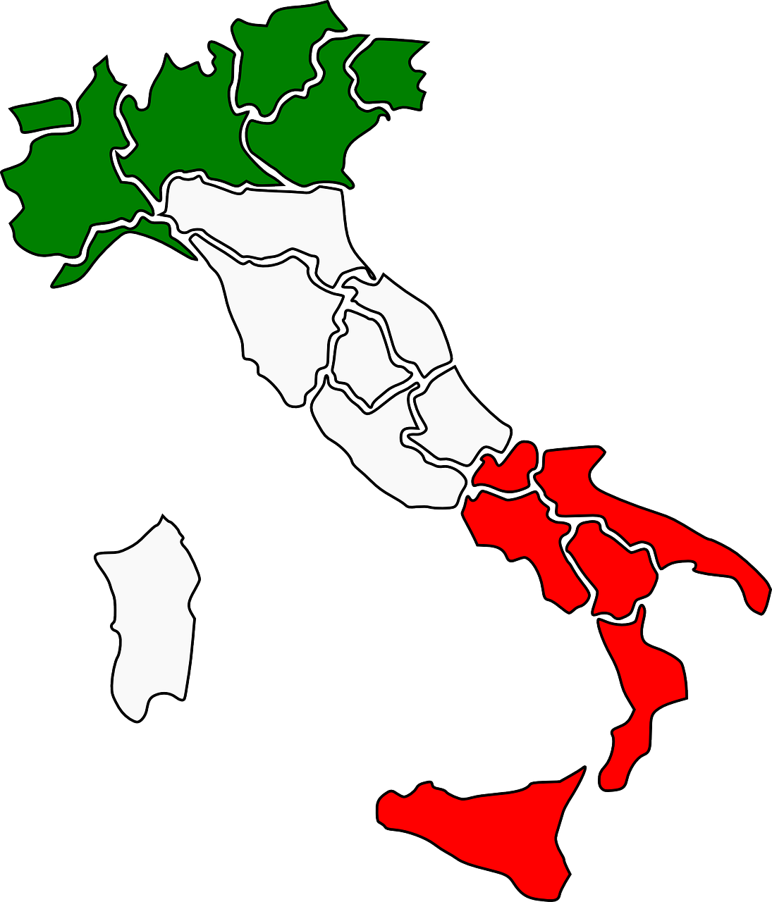 Italy, Žemėlapis, Regionai, Valstijos, Vėliava, Boot, Nemokama Vektorinė Grafika, Nemokamos Nuotraukos,  Nemokama Licenzija