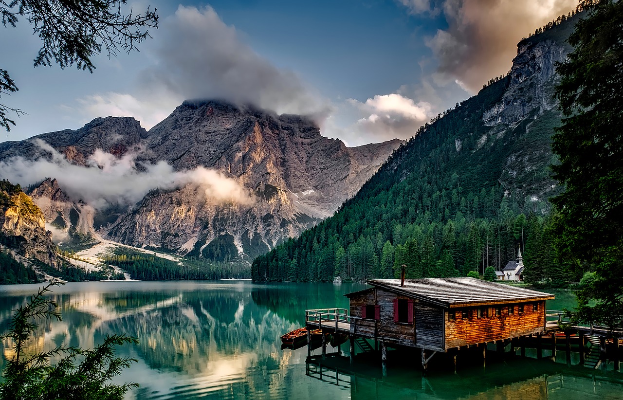 Italy, Kalnai, Pragser Wildsee, Aušra, Saulėlydis, Saulėtekis, Ežeras, Vanduo, Apmąstymai, Prieplauka