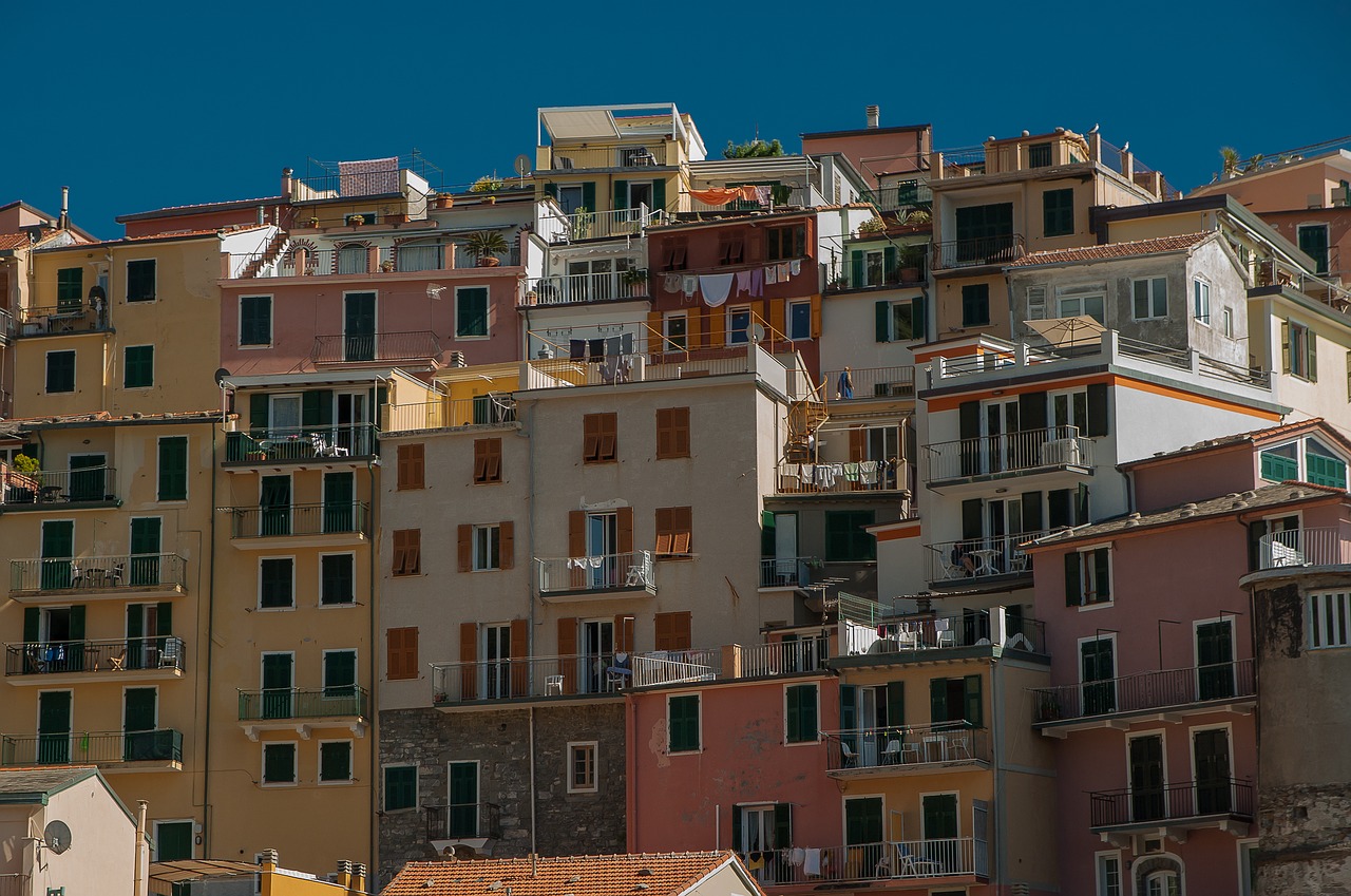 Italy, Cinque Terre, Riomaggiore, Fasadai, Kaimas, Nemokamos Nuotraukos,  Nemokama Licenzija