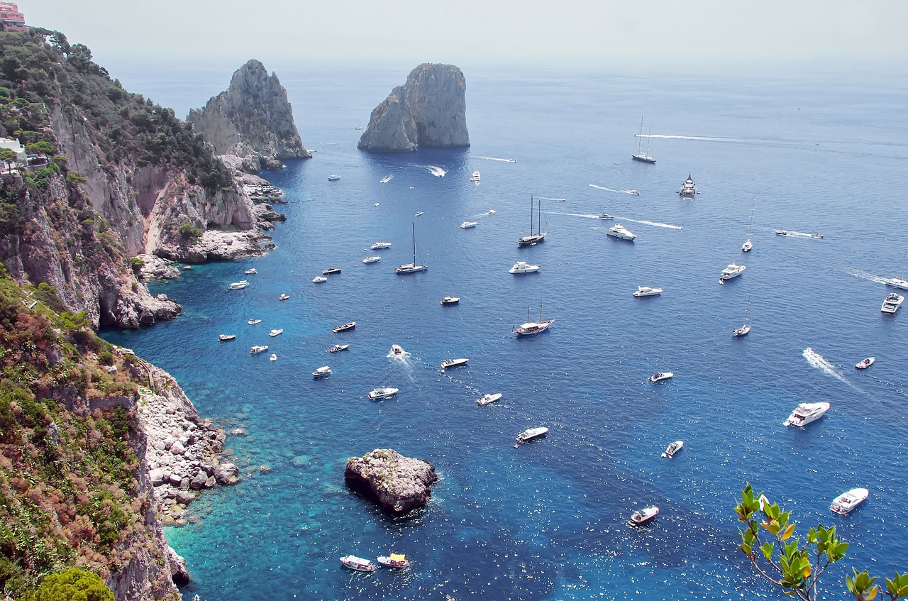 Italy, Capri, Panorama, Uostas, Mediterranée, Mėlynas, Krantas, Sala, Spalvos, Šviesa