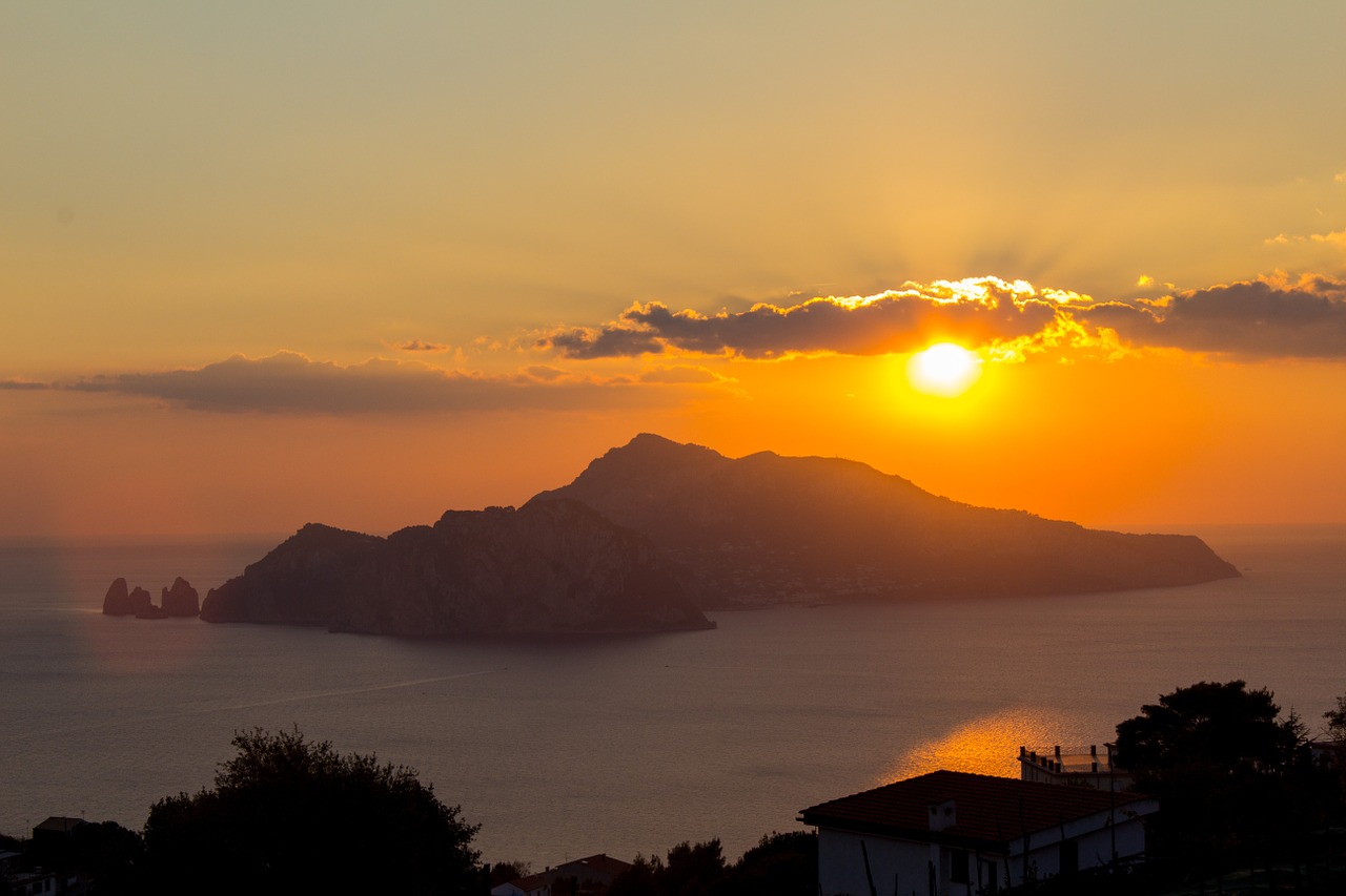 Italy,  Saulėlydis,  Capri,  Viduržemio Jūros,  Šventė,  Romantiškas,  Nuotaika, Nemokamos Nuotraukos,  Nemokama Licenzija