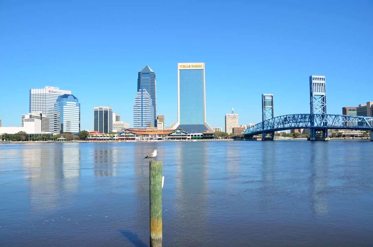 Jacksonville, Florida, Panorama, Turizmas, Upė, Upės Priekyje, Miestas, Architektūra, Usa, Centro