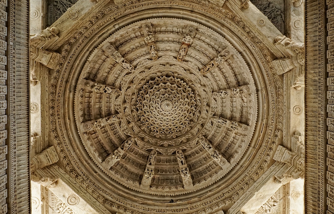 Jain Temple,  Chaumukkha Mandiras,  Ranakpur,  Architektūra,  Kelionė,  Senas,  Religija,  Bažnyčia,  Kupolas,  Istoriškai