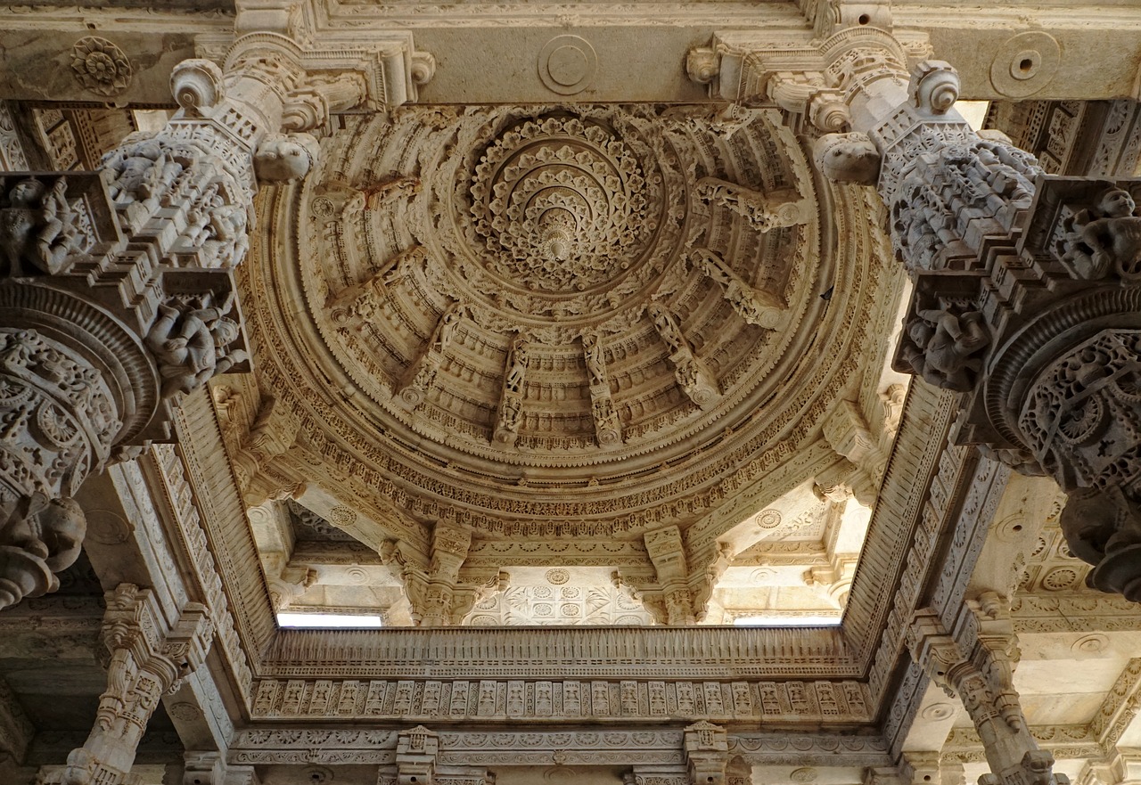Jain Temple,  Chaumukkha Mandiras,  Ranakpur,  Architektūra,  Kelionė,  Pastatas,  Menas,  Orientyras,  Marmuras,  Istoriškai