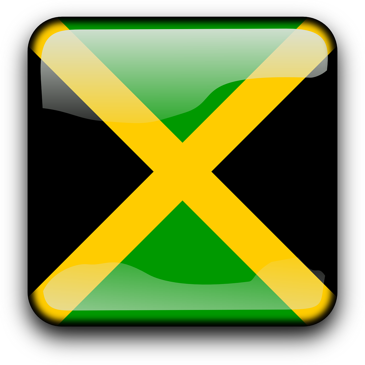 Jamaika, Vėliava, Šalis, Tautybė, Kvadratas, Mygtukas, Blizgus, Nemokama Vektorinė Grafika, Nemokamos Nuotraukos,  Nemokama Licenzija