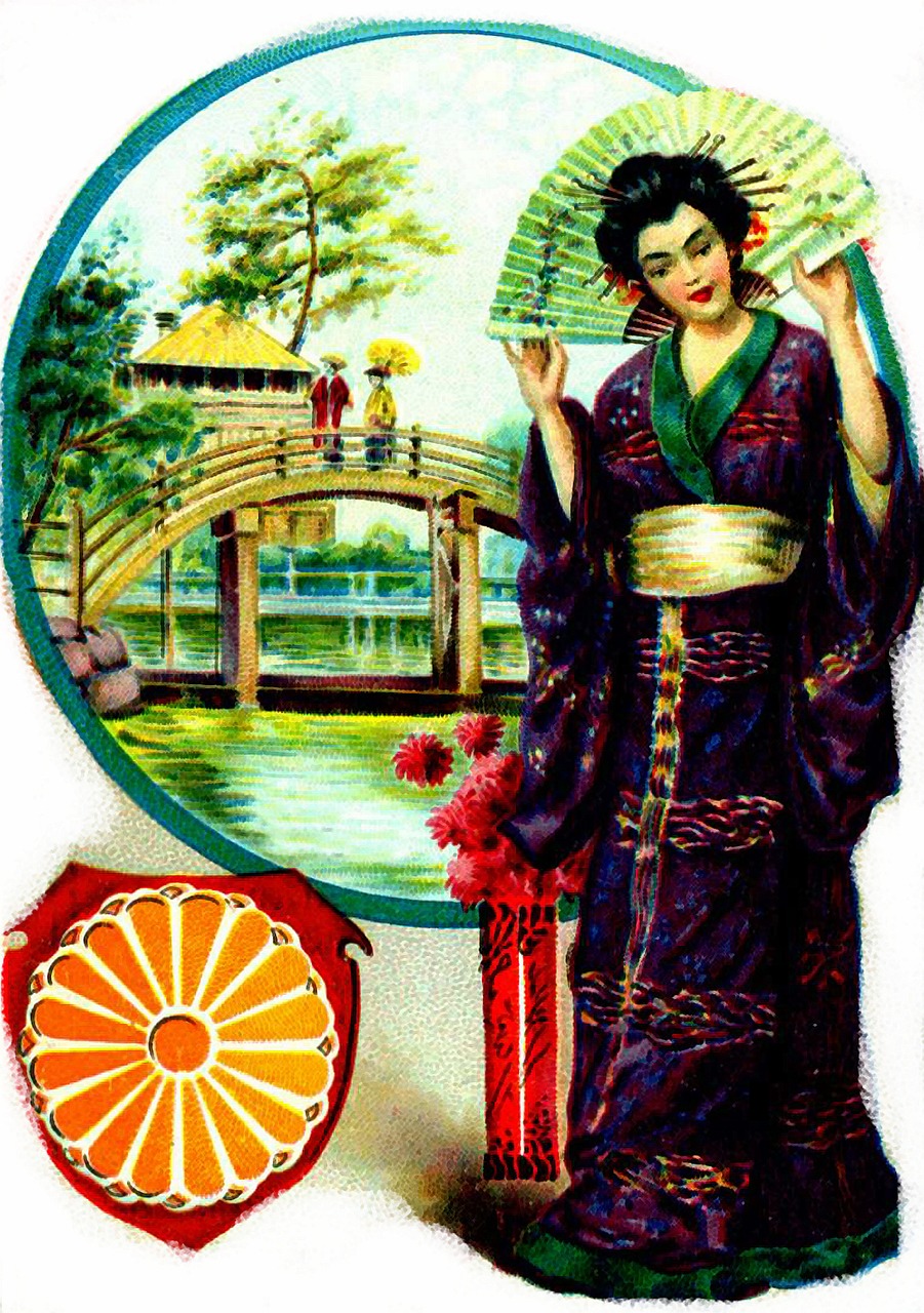 Japonija, Japanese, Mergaitė, Moteris, Elegantiškas, Mada, Nacionalinis Kostiumas, Parkas, Simbolis, Vintage