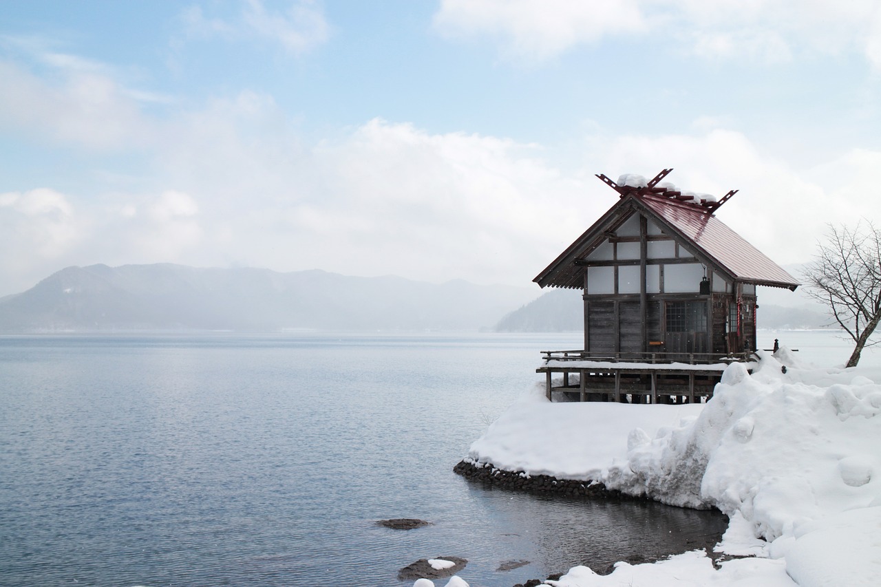 Japonija,  Akita,  Ežeras Žiema,  Sniegas,  Namelis, Nemokamos Nuotraukos,  Nemokama Licenzija