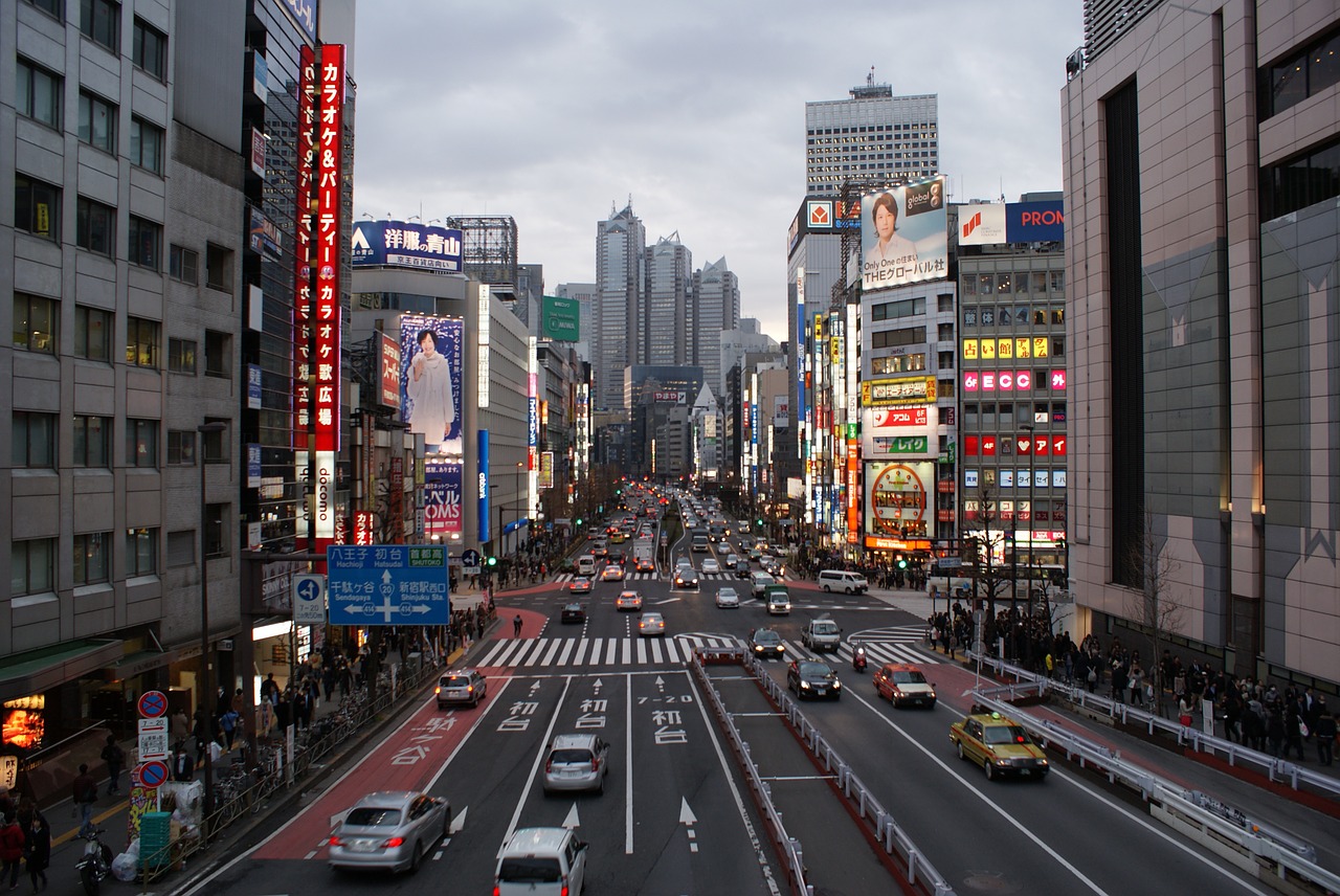Japonija,  Tokyo,  Miestas,  Asija,  Naktis,  Kelias,  Eismas,  Dangoraižiai,  Tamsi,  Naktinė Nuotrauka