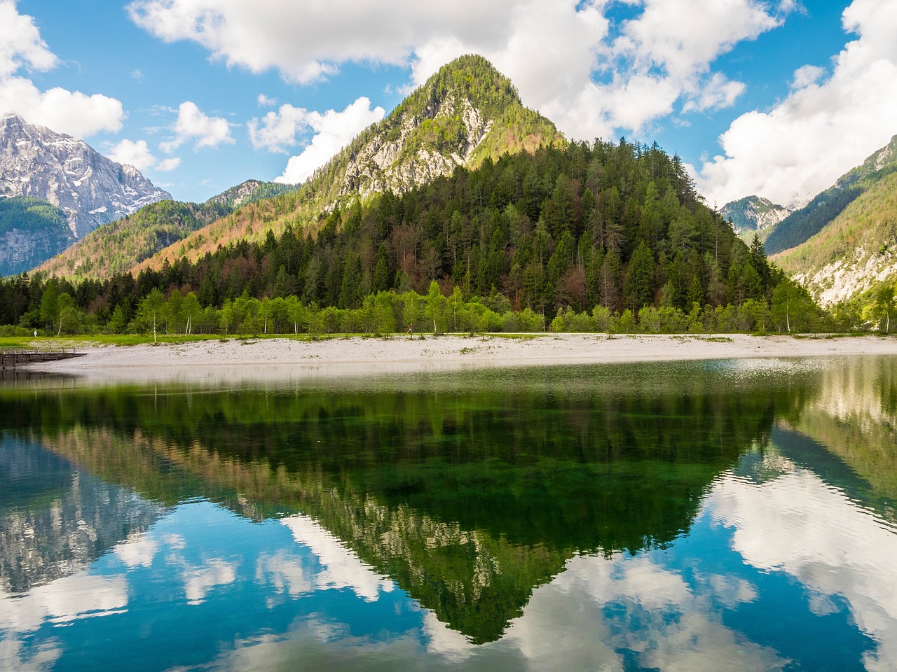 Jasno Ežeras, Slovenia, Veidrodis, Kalnai, Dangus, Kraštovaizdis, Gamta, Alpių, Atspindys, Debesys