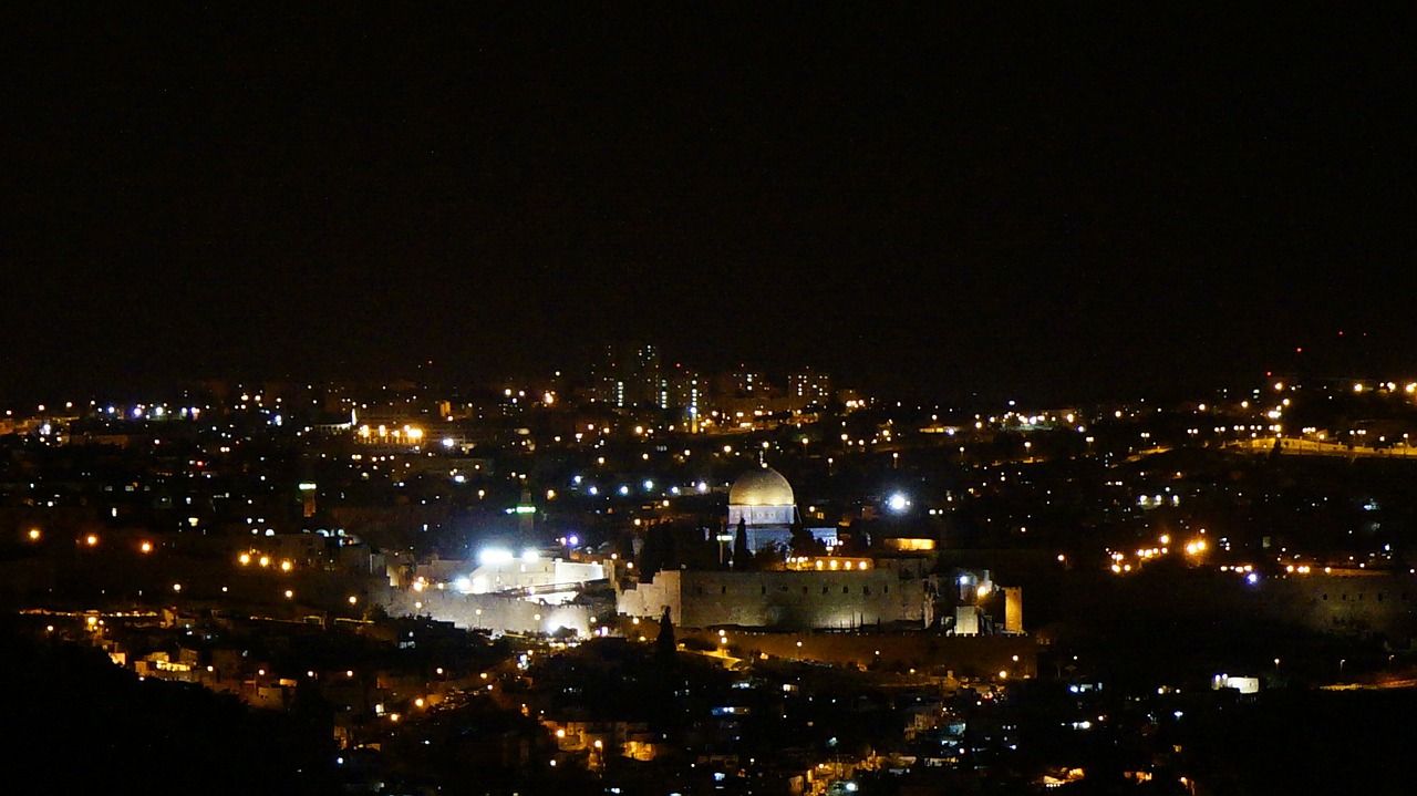 Jeruzalė, Izraelis, Katedra, Naktis, Panorama, Miesto Panorama, Bokštas, Orientyras, Vaizdingas, Peizažas