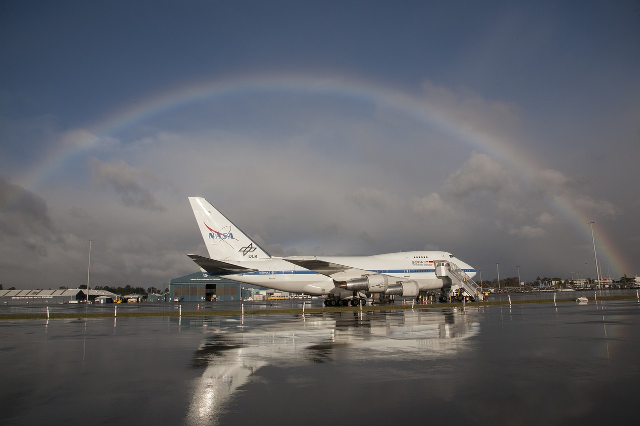 Jetliner, Vaivorykštė, Boeing 747Sp, Atspindys, Modifikuotas, Teleskopas, Nasa, Nacionalinis, Aeronautika Ir Kosmosas, Administracija