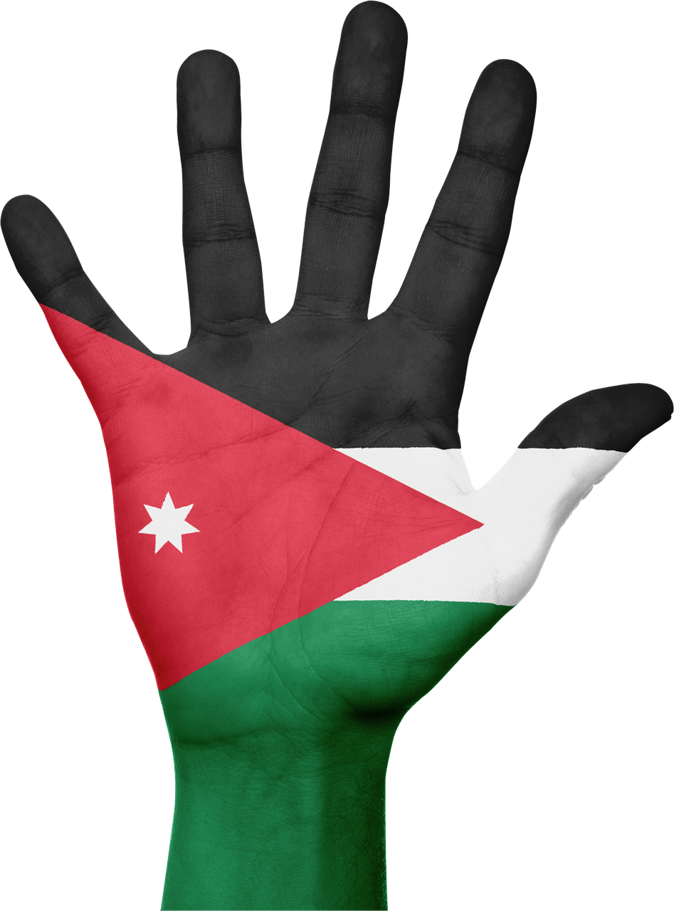 Jordan, Vėliava, Ranka, Nacionalinis, Pirštai, Patriotinis, Patriotizmas, Artimieji Rytai, Jordanian, Gestas