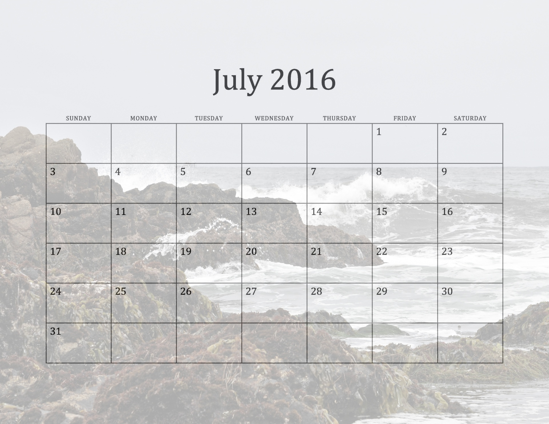 2016,  Kalendorius,  Kalendoriai,  Žurnalas,  Dienoraštis,  Liepa,  Papludimys,  Avarija,  Asilomar,  Monterey & Nbsp