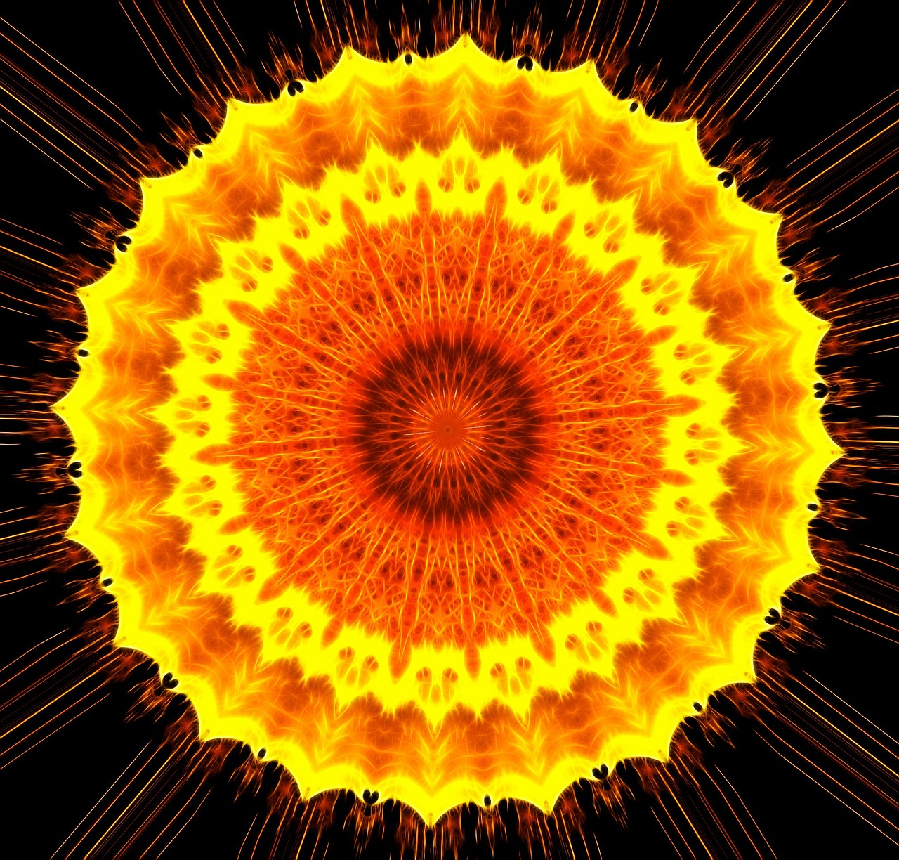Kaleidoskopas, Mandala, Saulė, Spinduliai, Modelis, Dizainas, Simetrija, Spalva, Geometrinis, Koncentrinis