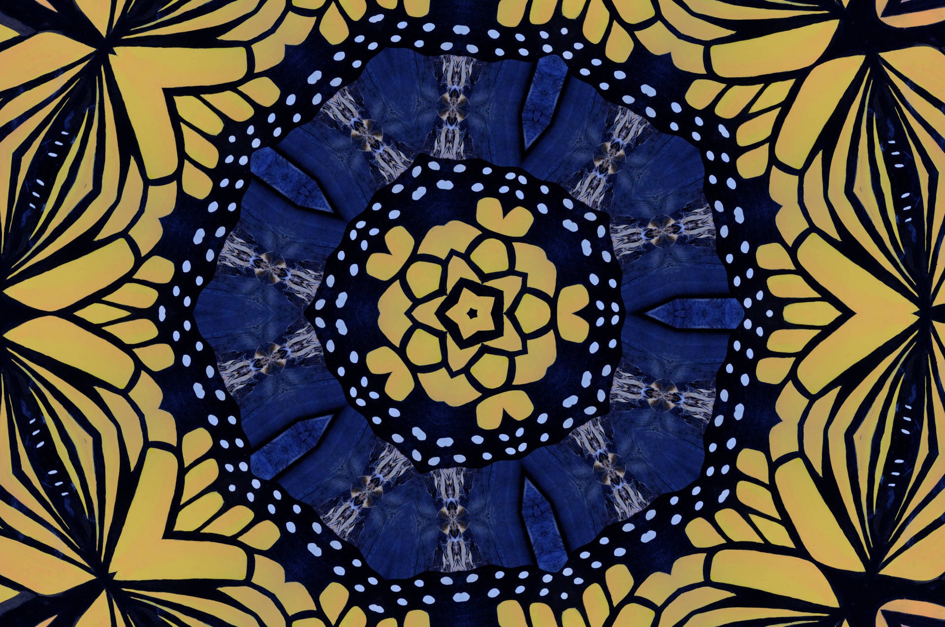Fonas,  Tapetai,  Kaleidoskopas,  Modelis,  Simetrija,  Dizainas,  Geltona,  Mėlynas,  Kaleidoskopo Modelio Fonas, Nemokamos Nuotraukos