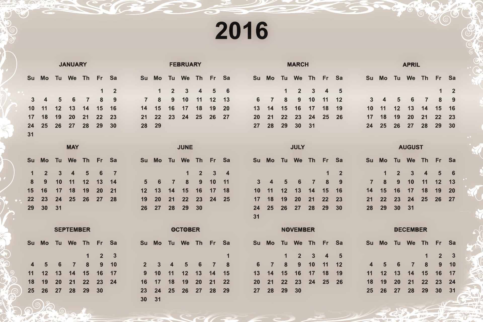 Kalendorius & Nbsp,  2016,  2016,  Kalendorius,  Planuotojas,  Apdaila,  Metai,  Mėnuo,  Mėnesių,  Data