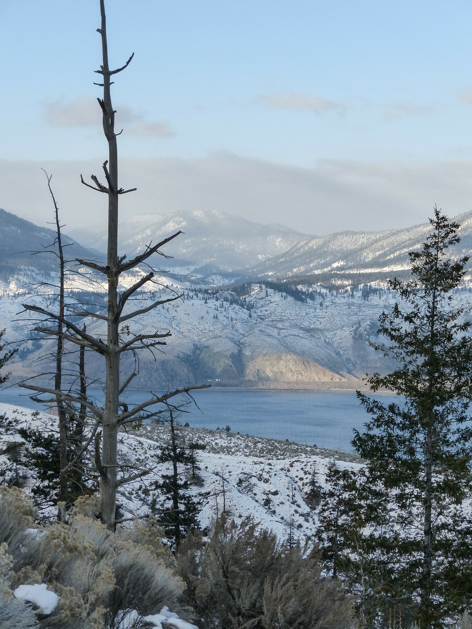 Kamloops Ežeras, Britų Kolumbija, Kanada, Žiema, Kraštovaizdis, Sniegas, Šaltas, Sezonas, Gamta, Vaizdingas