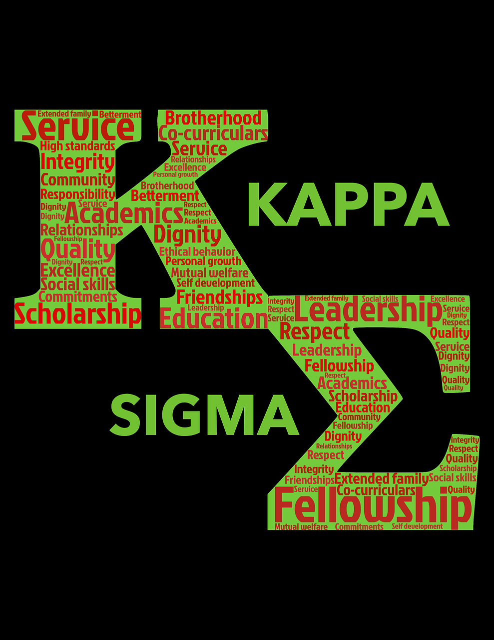 Kappa Sigma, Brolija, Organizacija, Universitetas, Vyriškumas, Paslauga, Vadovavimas, Bendravimas, Stipendija, Žalias