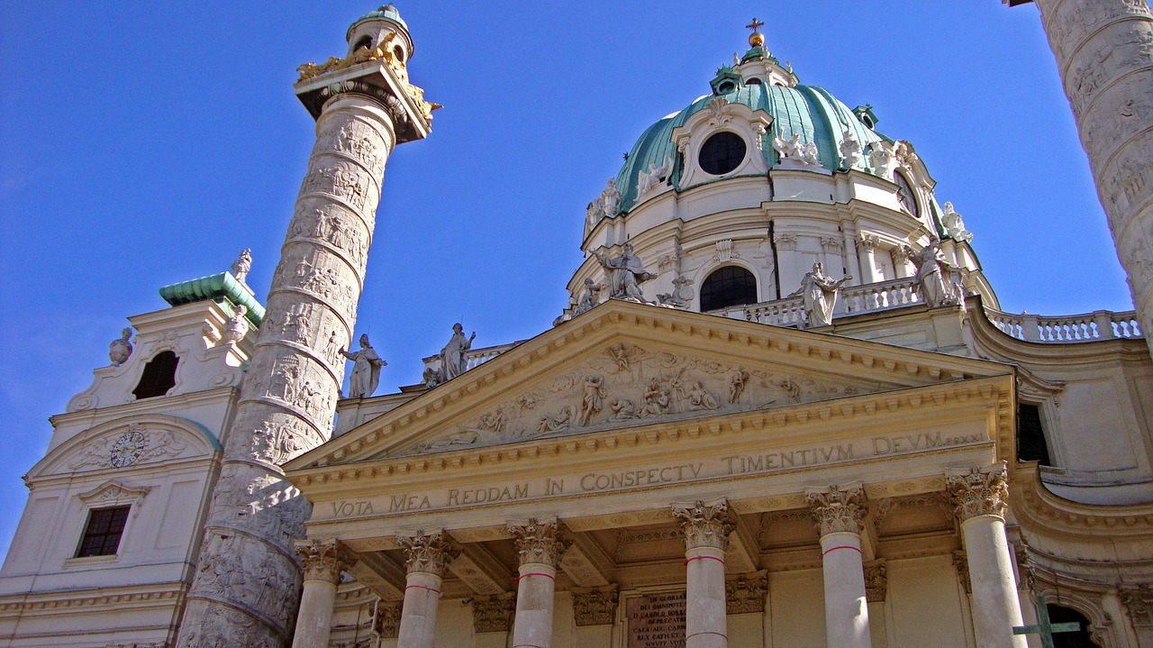 Karlskirche, Vienna, Bažnyčia, Katedra, Pastatas, Architektūra, Austria, Stulpelis, Orientyras, Istorinis