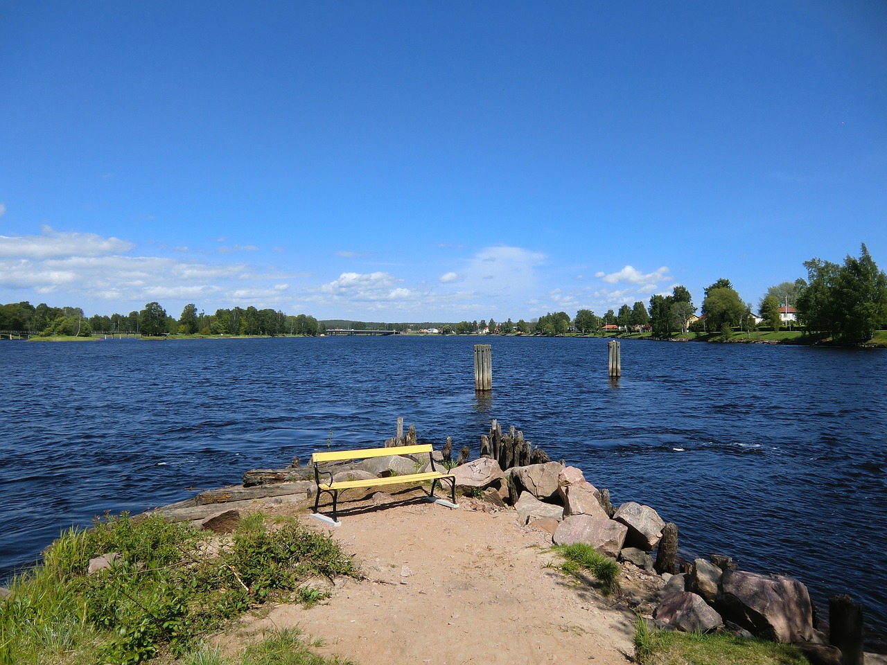 Karlstad, Švedija, Ežeras, Vanduo, Miškas, Medžiai, Miškai, Dangus, Debesys, Vaizdingas