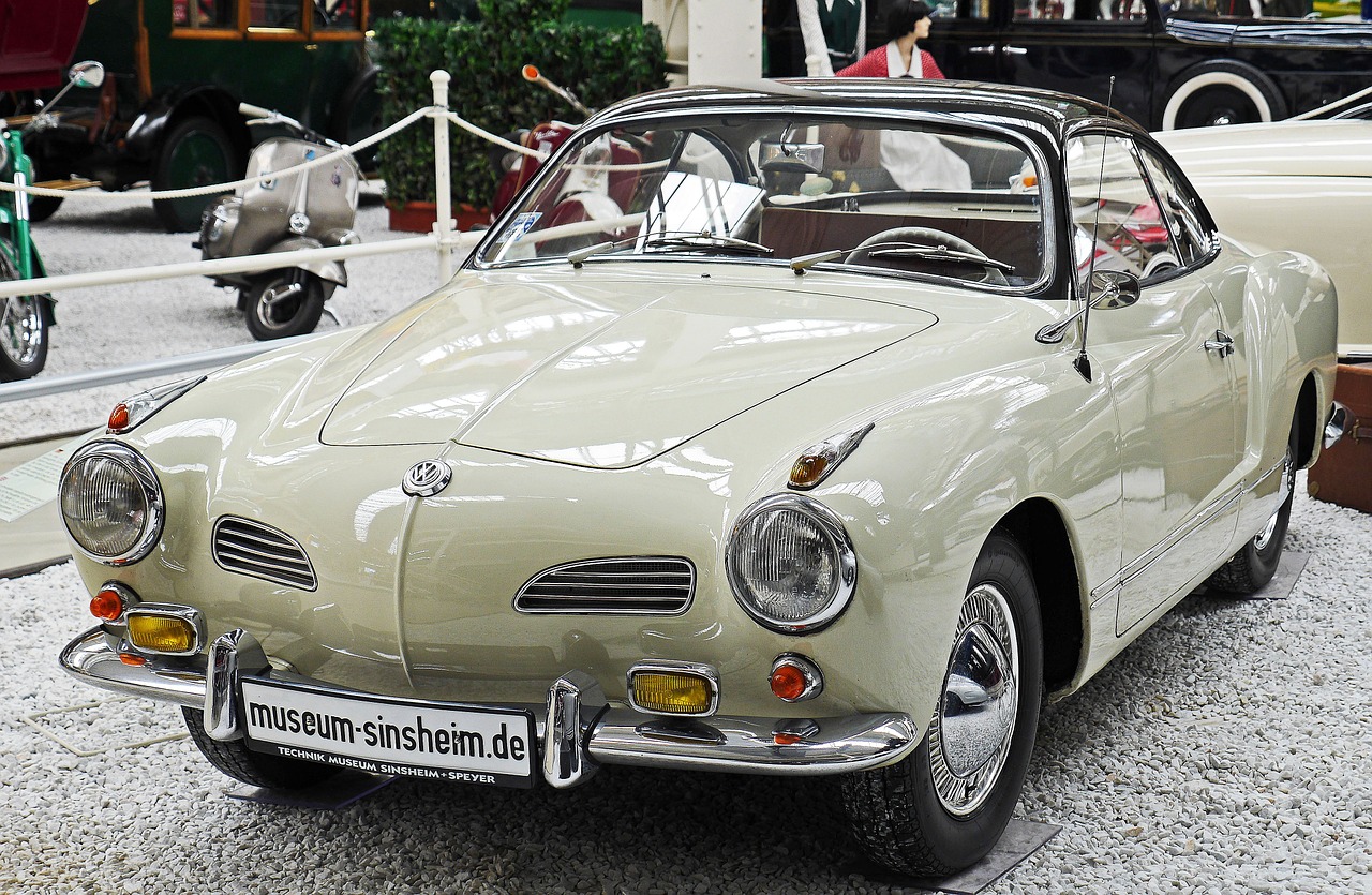 Karmann-Ghia, Kupė, Vw, Amžinas, Oldtimer, Beetle-Technik, Senoji, Muziejus, Eksponatas, Volkswagen