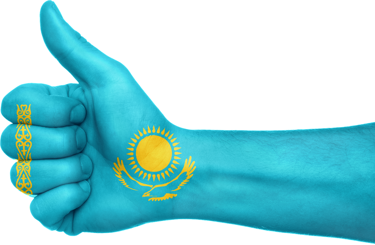 Kazachstanas, Vėliava, Ranka, Nacionalinis, Pirštai, Patriotinis, Nykščiai Aukštyn, Patriotizmas, Asija, Kazakhstani