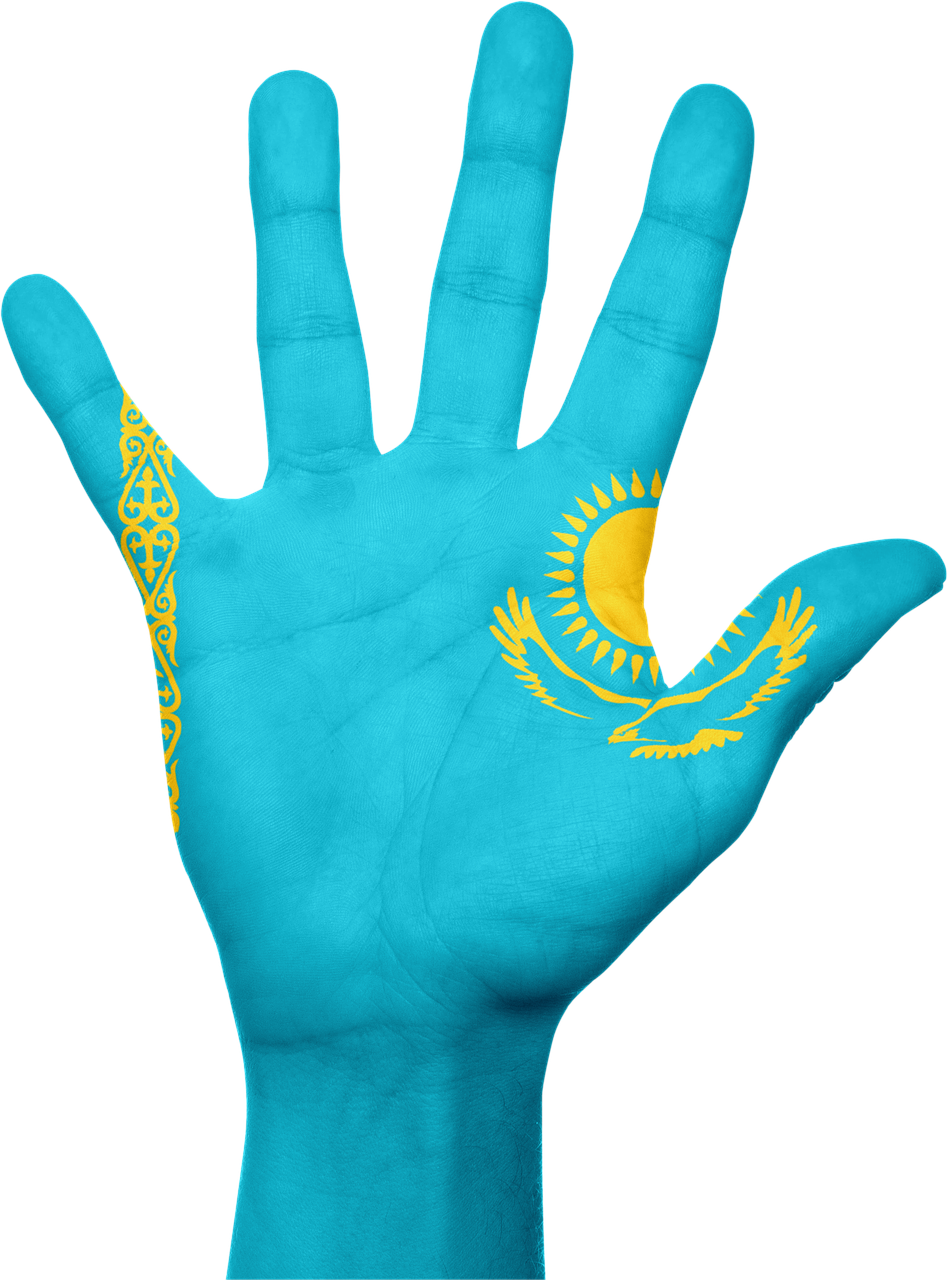 Kazachstanas, Vėliava, Ranka, Nacionalinis, Pirštai, Patriotinis, Patriotizmas, Asija, Kazakhstani, Simbolis